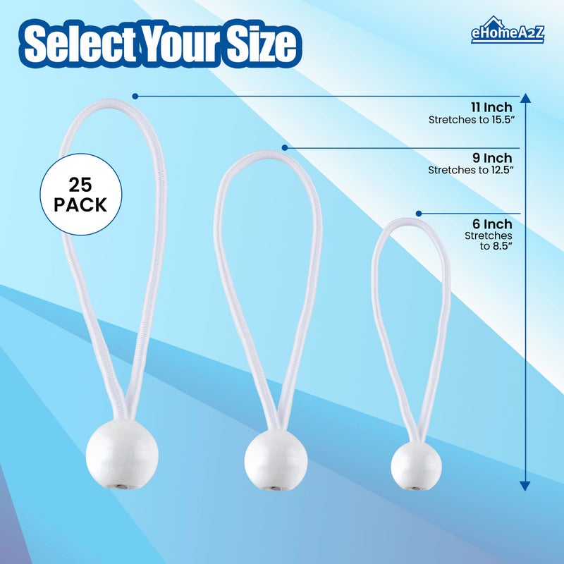 EHOMEA2Z Ball Bungee Cords 50 Pack 9-inch Diameter Bungee Balls for Canopy, Net, Posts, Garden, Tools, Cords, 5mm Weather-Resistant Cord, 100% Latex UV Treated - Ideal for Indoor and Outdoor Use - Image 2